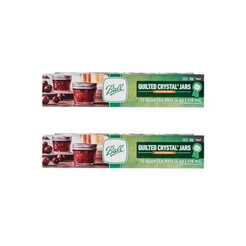 Ball Wide Mouth Quilted Crystal Jelly Jars with Lids and Bands, Used for Canning, Pickling, Juice, Jam, Jelly, Quarter Pint Size (4 Ounce (Pack of 24)) - size: 4 Ounce (Pack of 24)