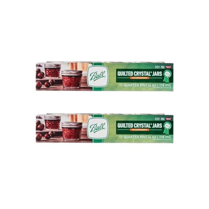 Ball Wide Mouth Quilted Crystal Jelly Jars with Lids and Bands, Used for Canning, Pickling, Juice, Jam, Jelly, Quarter Pint Size (4 Ounce (Pack of 24)) - size: 4 Ounce (Pack of 24)