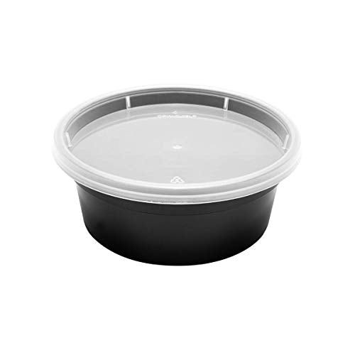 Karat [8oz - 240 ct Black PP Injection Molded Round Deli Containers with Lids (FP-IMDC8-PPB) - color: Black, size: 8oz