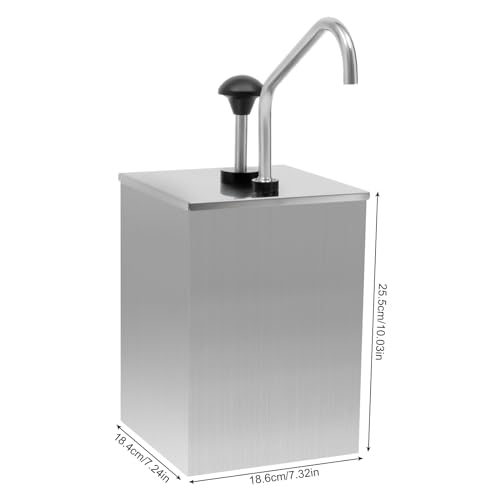 Sauce Dispenser Pump, 4.2 Quart Stainless Steel Condiment Pump for Cheese Hot Fudge Caramel, Commercial Sauce Dispenser for Buffet Bakery Restaurant Coffee Shop