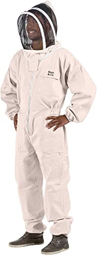 Bees & Co U74 Natural Cotton Beekeeper Suit With Fencing Veil - size: Large