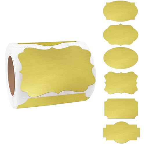 Gold Labels - 250 PCS 3" x 2" Fancy Shape Stickers for Storage Box or Food Jars - color: Gold, size: 2*3 inch