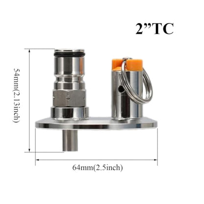 2" Tri-clamp End Cap with PRV and Ball Lock Gas Post Dry Hopper Lid Closed Pressure Transfer Homebrew Conical Fermenter Parts
