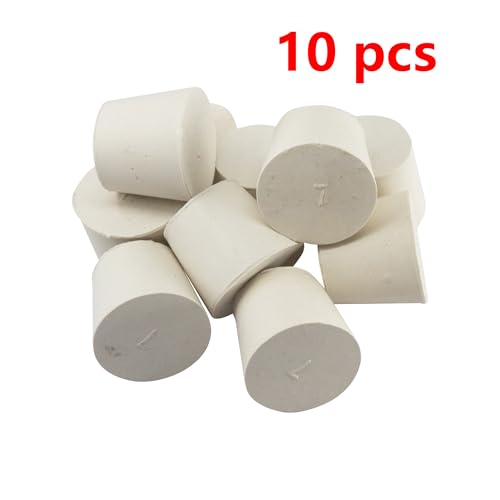 White Tapered Shaped Solid Rubber Stopper, Size 7#" 1.5x1.1x1.2inch / 37x28x30mm, 10 per Package - size: 7#,10pcs