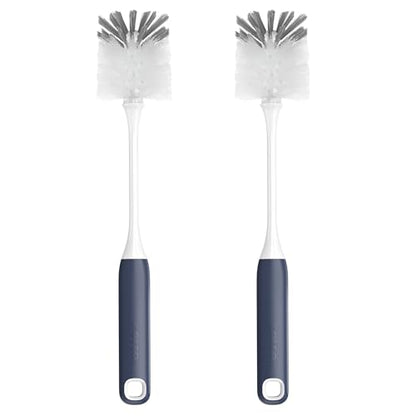 ROSEOK Bottle Brush, Water Bottle Brush, Flexible Bottle Brush, Cup Cleaner | For Cleaning Glass, Sports Bottle, Coffee Mug, Cup Cleaner, Navy Blue, 2 Pack - color: Navy Blue
