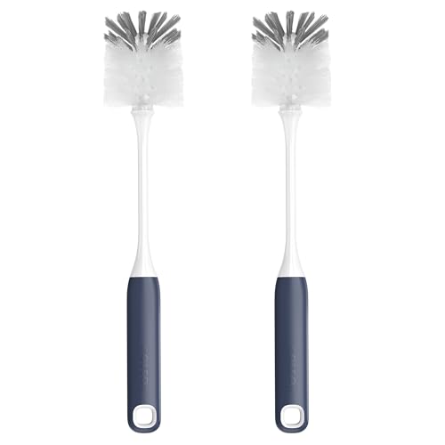 ROSEOK Bottle Brush, Water Bottle Brush, Flexible Bottle Brush, Cup Cleaner | For Cleaning Glass, Sports Bottle, Coffee Mug, Cup Cleaner, Navy Blue, 2 Pack - color: Navy Blue