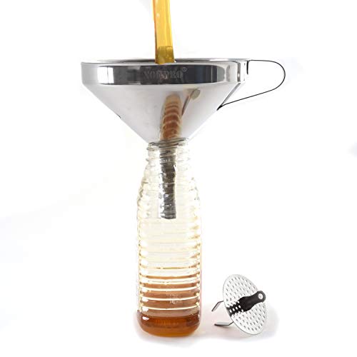Norpro 5-Inch Stainless Steel Funnel with Detachable Strainer