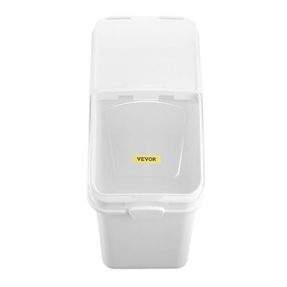 VEVOR 90.2L(27갤런) 식품 보관 용기, 500컵 재료 통, 스쿱 및 슬라이딩 뚜껑 포함, 상업용 식품 용기, 쌀 보관, 개 사료 용기, 밀가루 및 설탕 용기에 이상적, 화이트 - size: 27 Gallon