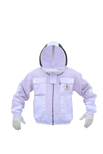 3 Layer Bee Jacket With Fencing Veil and One Pair Bee Protective Gloves Ventilated Protective Beekeeping Jacket - size: 4X-Large