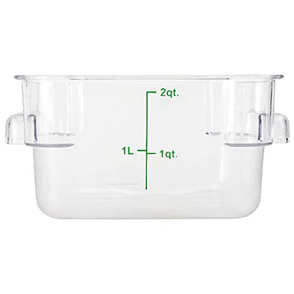 Met Lux 2 Quart Brine Bucket, 1 Square Marinating Container - With Volume Markers, Built-In Handle, Clear And Green Plastic Dough Rising Bucket, Freezer-Safe, Lid Sold Separately - size: 2 Quarts, style: 1 Count