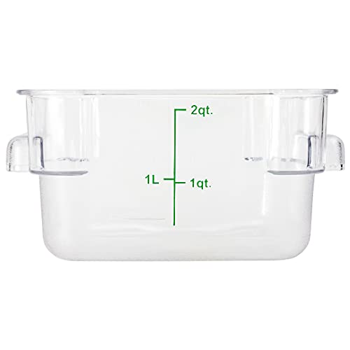 Restaurantware Met Lux 2 Quart Brine Buckets 10 Square Marinating Containers - With Volume Markers Built-In Handles Clear And Green Plastic Dough Rising Buckets Freezer-Safe Lids Sold Separately - size: 2 Quarts, style: 10 Count