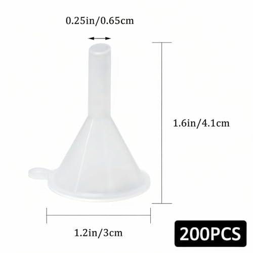 200PCS Mini Clear Plastic Funnel Little Small Funnel, Sand Art, Perfume, Spice, Powder, Essential Oil, Recreational, Kitchen Food Grade Small