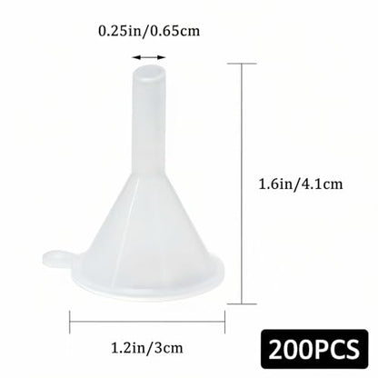 200PCS Mini Clear Plastic Funnel Little Small Funnel, Sand Art, Perfume, Spice, Powder, Essential Oil, Recreational, Kitchen Food Grade Small