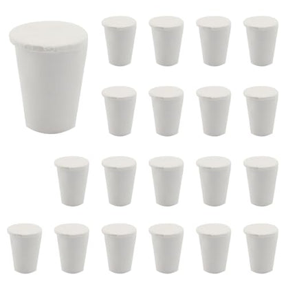 Solid Rubber Stoppers, Size 000#, 20 Pack | Tapered Plugs, White Natural Rubber Bungs, For Test Tubes, Flasks & Lab Equipment - size: 000#