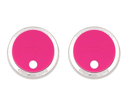 2 Pack, Berry Pink, Regular Mouth Silicone Straw Hole Tumbler and Fermentation Lids with Stainless Steel Bands by Mason Jar Lifestyle - color: Berry Pink, size: Regular Mouth