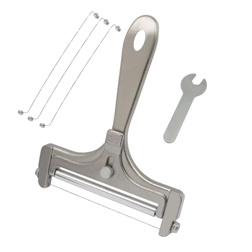 Silver Cheese Slicer Kit Wire Food Slicer | Adjustable Thickness, Handheld, 4 Replacement Wires & Wrench, For Butter Mozzarella Cheddar, Block Butter - style: Silver