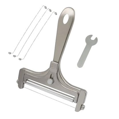 Silver Cheese Slicer Kit Wire Food Slicer | Adjustable Thickness, Handheld, 4 Replacement Wires & Wrench, For Butter Mozzarella Cheddar, Block Butter - style: Silver