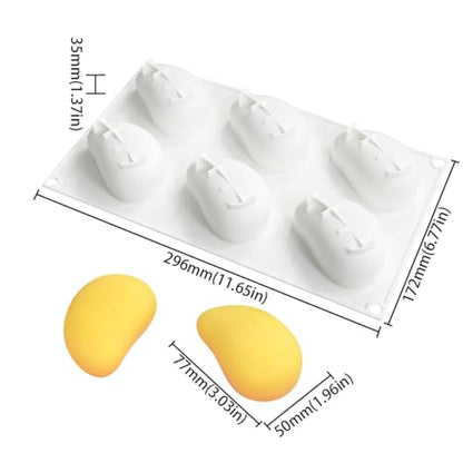 3D Mango Silicone Molds, 6-Cavity Fruit Baking Mold for Mousse Cake, French Dessert, Pastry, Chocolate, Truffle, Non-Stick Easy Release Food Grade Silicone Mould (A_ Mango) - size: A_ Mango
