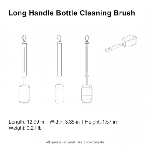 Long Handle Bottle Cleaning Brush with Soft Sponge Head for Deep Cups, Narrow Neck Bottles & Vases - 13 Inch - color: Pink