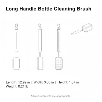 Long Handle Bottle Cleaning Brush with Soft Sponge Head for Deep Cups, Narrow Neck Bottles & Vases - 13 Inch - color: Pink