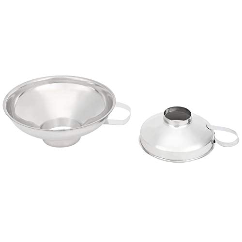 2 Pack Stainless Steel Wide Mouth Canning Funnel for Kitchen Filling and Transfer, Large Bore Funnel