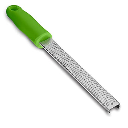 8-Inch Lemon Zester & Cheese Grater 18/8 Stainless Steel Citrus Zester for Lemon, Lime, Parmesan, Garlic & Ginger 8’’ Long Razor Sharp Blade, Ergonomic Non‑Slip Handle with Protective Cover, Green - color: Green