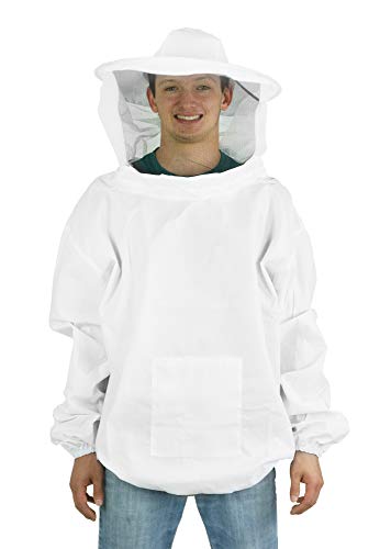 VIVO Professional White Large Beekeeping Suit, Jacket, Pull Over, Smock with Veil, BEE-V105 | Jacket, Pull Over, Smock with Veil, Large - size: Large - Jacket