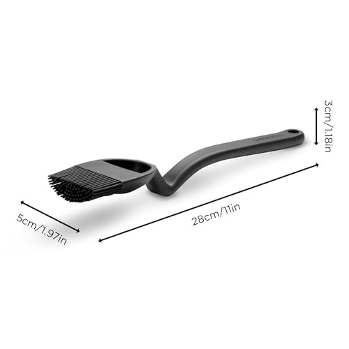Dreamfarm Brizzle Basting Brush with Built-In Sauce Reservoir - Black | Sit-up, mess-free BBQ and pastry brush, flexible bristles, scoop and drizzle baster, holds 1 tbsp of liquid - color: Black