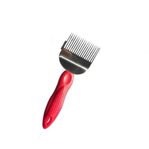 Bee Keeping Stainless Steel Uncapping Fork Needle-Cut Honey Knife Beekeeping Honey Fork Shovel Tool with Plastic Handle-Red - color: Red