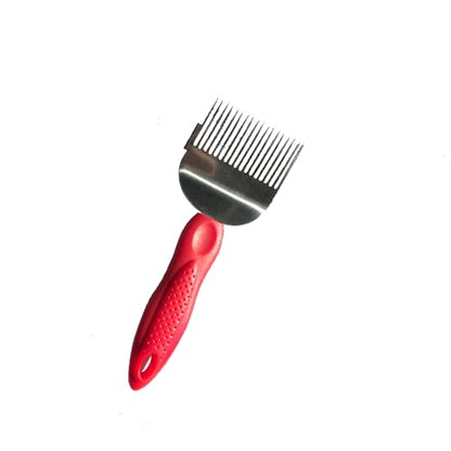 Bee Keeping Stainless Steel Uncapping Fork Needle-Cut Honey Knife Beekeeping Honey Fork Shovel Tool with Plastic Handle-Red - color: Red
