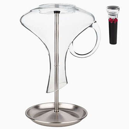 Wine Decanter Drying Stand with Silicone Head to Prevent Scratches-Detachable Shelf Decanter Rack Holder with Drip Catching Base with Wine Bottle Stopper, Decanter and Wine Glass NOT Included - style: Decanter Drying Stand D