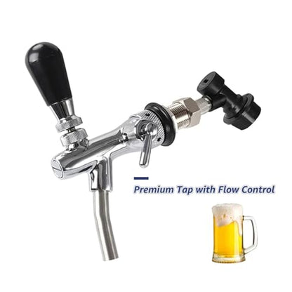 10L Cornelius Keg Kit, 2.5 Gallon 304 Stainless Steel Beer Keg Beverage Container with Beer Tap, Mini CO2 Charger Regulator and 0.6L Empty Soda Bottle for Homebrewing, Carbonation & Fermentation