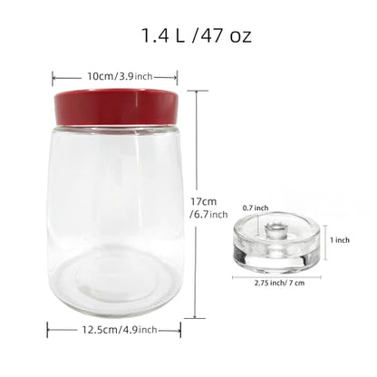 1.4 Liter Fermentation Jar, Fermenting Kit with Venting Valve Airlock and Fermenting Weight, Pickle Jar, Wide Mouth Glass Jar for Pickles, Kimchi, Sauerkraut, Mead, Kombucha, Sourdough - size: 1.4L