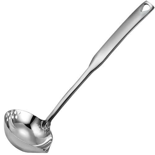 1Pcs 11.8 Inch Stainless Steel Soup Ladle, Stainless Steel Heavy Ladle with Pour Spout for Cooking/Serving Canning(Style-1) - size: Style-1