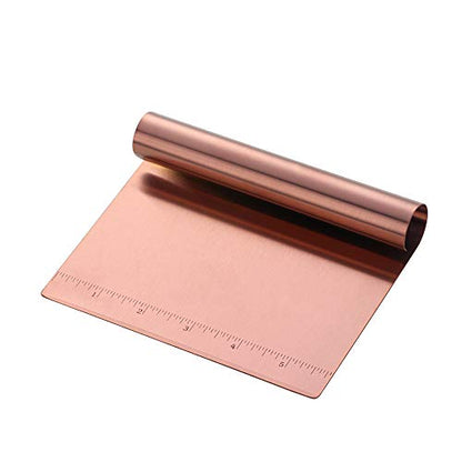 Stainless Steel Multifunctional Flour Scraper Mirror Polished Cake & Pizza Cutter Dough & Pastry Cutter Baking Scale Scraper & Butter Knife With Scale Pastry Bread Separator Rose Gold - color: Rose Gold