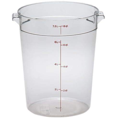 Cambro RFSCW8135 9-15/16" Top Diameter x 10-7/8" Height, Camwear Clear Polycarbonate Round Food Storage Container (Cover Sold Separately), 8 Quart - size: 8 Quart