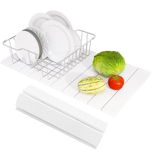 Hopegiver Stone Drying Mat for Kitchen Counter, 24" x 16" Quick Dry Diatomaceous Earth Dish Drying Mat, Super Absorbent, Non-Slip & Foldable, Modern White Countertop Mat (White,24''x16'') - color: White, size: 24" x 16"
