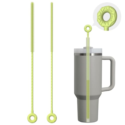 Silicone Straw Cleaner Brush, 2 Pcs Reusable Cleaning Brushes for Straws, 6mm&9mm, Green - color: Green