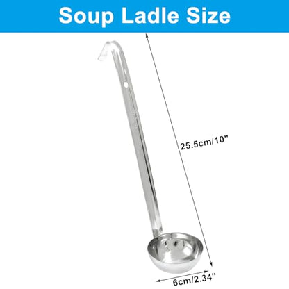 Piutouyar 3 Pcs 2 oz Soup Ladle Set, Stainless Steel Ladle with Long Hooked Handles Kitchen Cooking Serving Ladle Accessories for Cooking Soup Sauce Stews - size: 2 oz