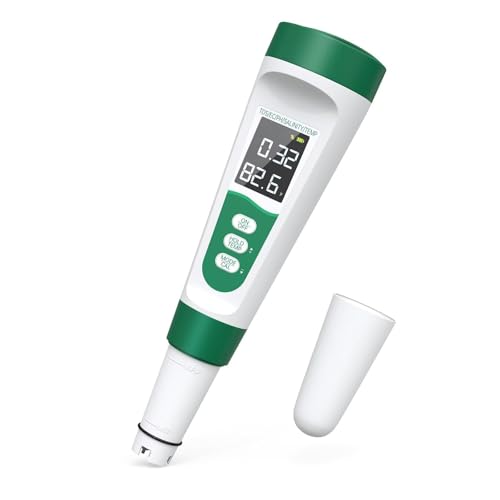 Salt Tester for Saltwater Pool & pH Meter, Digital Water Tester for Salinity,Temp,EC,TDS Meter for Pool Salt Tester,Hot Tubs & Spas,Hydroponics,Aquarium,Accurate & Reliable,5 in 1 Tester,Green
