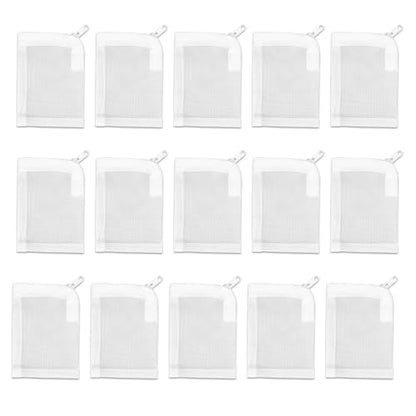 Aquarium Filter Media Bags 15pcs Fish Tank Ultra Fine 100 Micron Mesh Bags with Plastic Zipper for Bio Rings Ceramic and Activated Carbon (3" x 4")