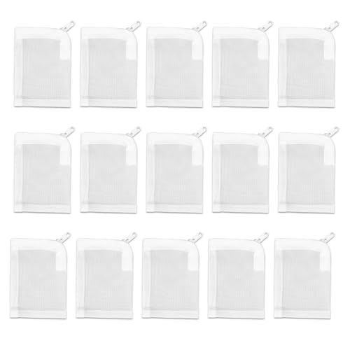 Aquarium Filter Media Bags 15pcs Fish Tank Ultra Fine 100 Micron Mesh Bags with Plastic Zipper for Bio Rings Ceramic and Activated Carbon (3" x 4")
