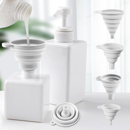 4 Pack Collapsible Silicone Funnels Kitchen Use Foldable Food Grade Liquid Transfer Tools Oil Water Spice Jar Bottle Filling, 12 g, 15 g, 20 g, 35 g - color: White, size: 4Pack