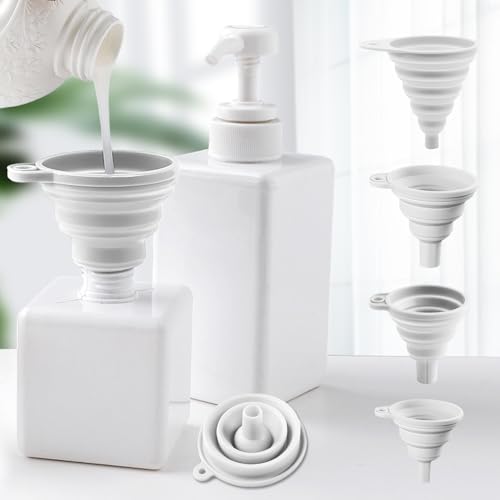 4 Pack Collapsible Silicone Funnels Kitchen Use Foldable Food Grade Liquid Transfer Tools Oil Water Spice Jar Bottle Filling, 12 g, 15 g, 20 g, 35 g - color: White, size: 4Pack
