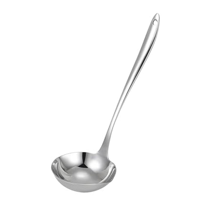 4.Oz 18/10 Stainless Steel Kitchen Ladle Cooking Utensils with 11.8-Inch Handle,Heavy Duty Serving Large Soup Spoon,Dishwasher Safe(Silver)