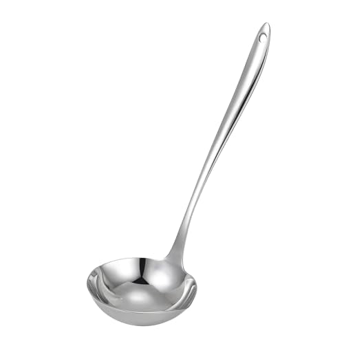 4.Oz 18/10 Stainless Steel Kitchen Ladle Cooking Utensils with 11.8-Inch Handle,Heavy Duty Serving Large Soup Spoon,Dishwasher Safe(Silver)