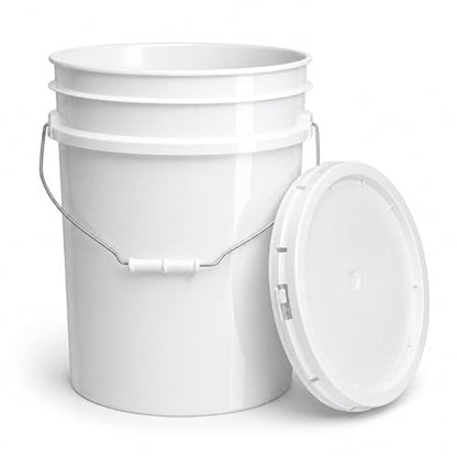 ePackageSupply 5 Gallon Bucket - Food Grade w/Lid BPA-Free, 6 Pack - White | Airtight Gasketed Tear Strip Lid, Heavy-Duty 90 Mil HDPE Plastic Pail, Bulk Storage, Food Safe Durable Container, Made in USA - size: 6 Packs