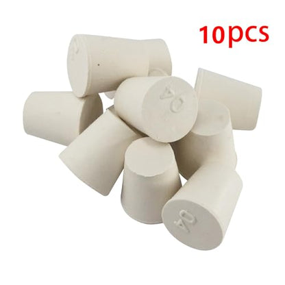 White Tapered Shaped Solid Rubber Stopper, Size 4#" 1x0.7x1.1inch / 26x19x28mm, 10 per Package - size: 4#,10pcs