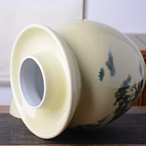 ZHOUXIAO Traditional Chinese Ceramic Fermenting Jar Fermentation Crock Food Storage Containers Pickle Jars with Water Seal Airlock Lid Sealing Jars for Sauerkraut,Kimchi 0.75KG