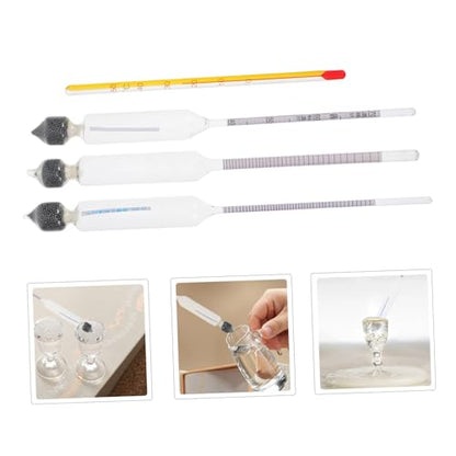 3pcs Triple Scale Hydrometer for Wine Alcohol Content Measurement Proofing Hydrometer for Spirits Read Thermometer for Bartender Use